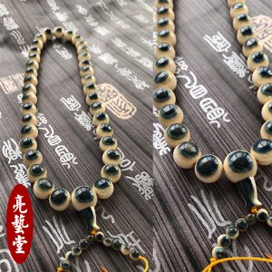 猛犸象牙1.5蓝眼睛念珠手持猛犸牙15mm蓝眼睛手串