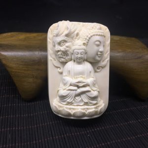 猛犸象牙一念成佛手工牌子金亮大师雕刻牌子