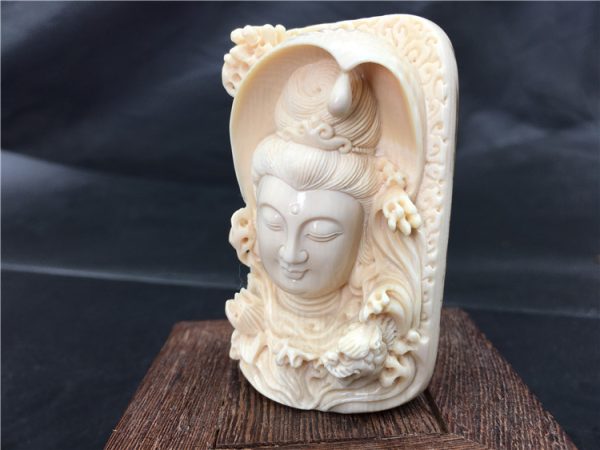 猛犸象牙红皮观音牌子金亮大师观音吊坠72g - 图片 2