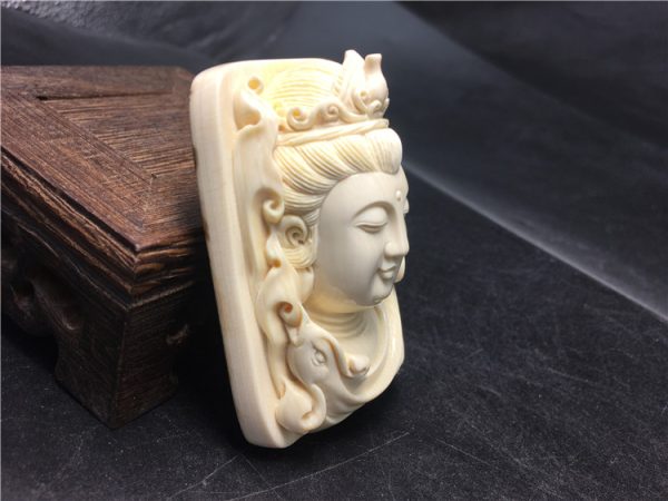 牙雕金亮大师猛犸象牙观音牌子82g - 图片 2