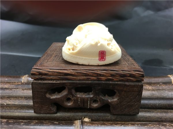 猛犸象牙观音牌子金亮大师牙雕牌子73g - 图片 5
