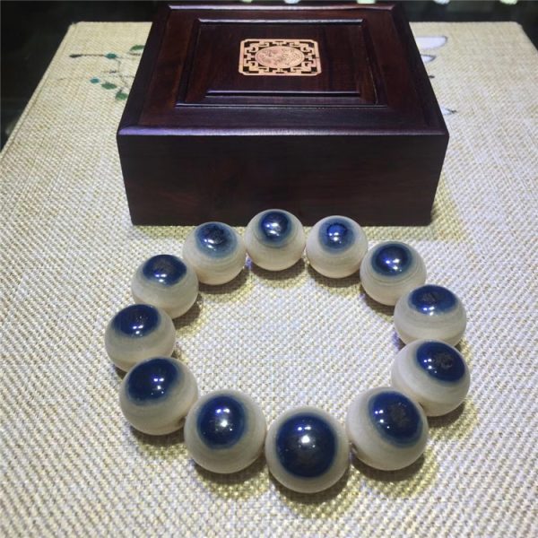 猛犸象牙2.0极品蓝眼睛手串蓝皮手串 - 图片 2