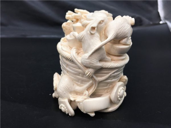 猛犸象牙雕刻老鼠福鼠摆件 - 图片 2