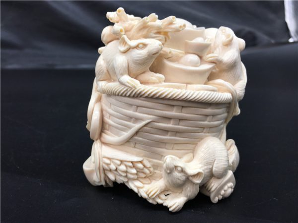 猛犸象牙雕刻老鼠福鼠摆件 - 图片 3