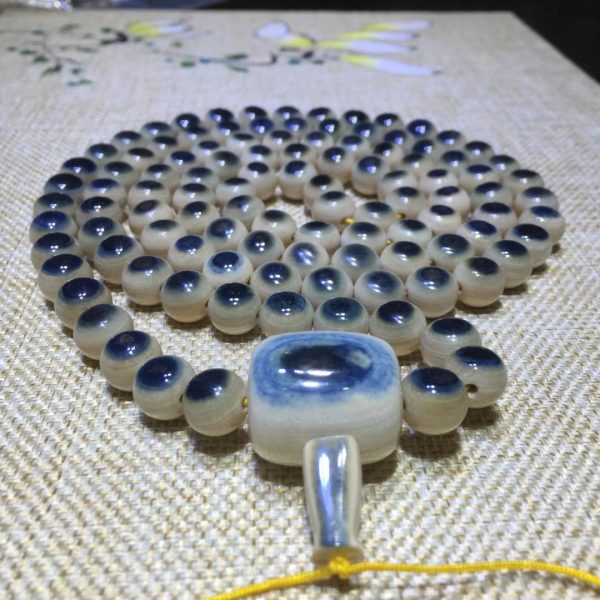 猛犸象牙1.0蓝眼睛108手串项链 - 图片 5