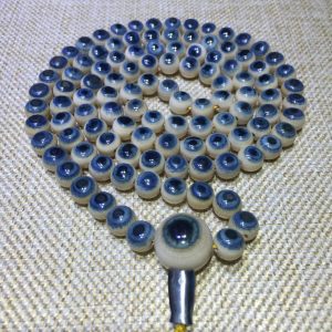 猛犸象牙08蓝眼睛108蓝皮手串项链