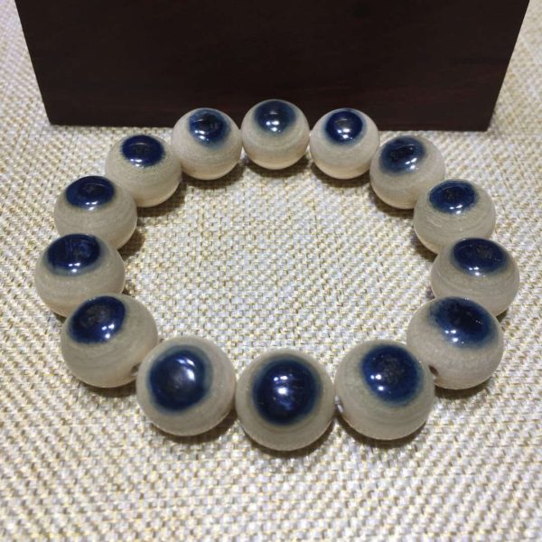 猛犸象牙16mm蓝眼睛手串手链1.6蓝皮手串