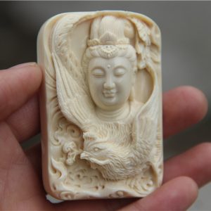 金亮大师猛犸象牙红皮凤凰观音牌子