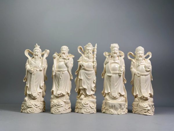 猛犸象牙五路财神摆件五福临门雕刻件