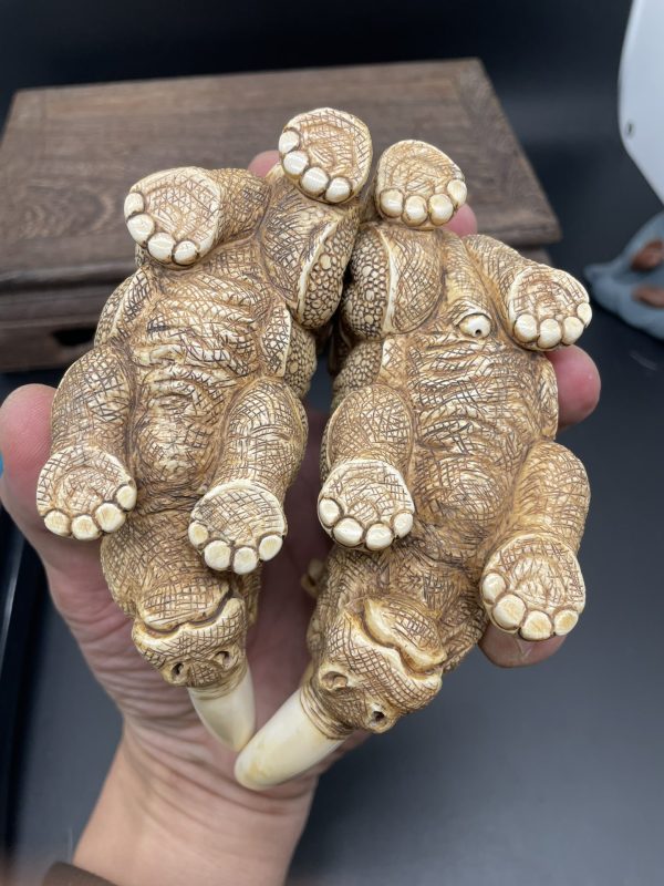 猛犸象牙雕刻犀牛摆件做旧回流风格 - 图片 2