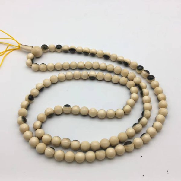 猛犸象牙8mm 108颗蓝眼睛蓝皮手串项链 - 图片 2