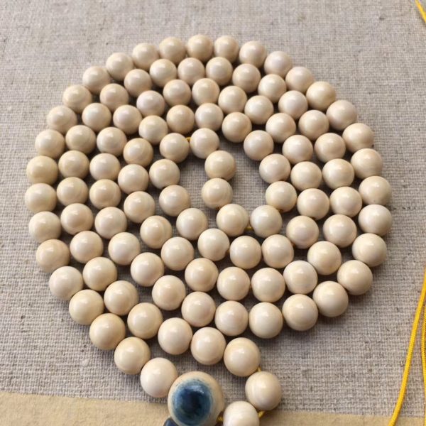 猛犸象牙108天空蓝眼睛手串8mm蓝皮 - 图片 2