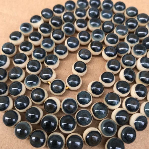 猛犸象牙108颗极品蓝眼睛蓝皮手串 - 图片 2