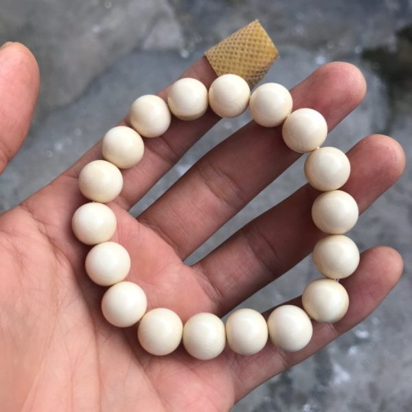 猛犸象牙12mm蓝眼睛蓝皮手串18颗 - 图片 2