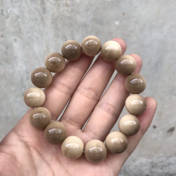 猛犸象牙15mm咖啡蓝眼睛手串 - 图片 2