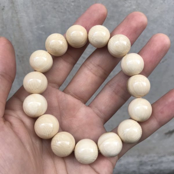猛犸象牙15mm蓝皮蓝眼睛手串 - 图片 2
