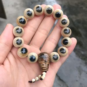 猛犸象牙15mm蓝眼睛手串配牙髓三通蓝眼睛弟子珠
