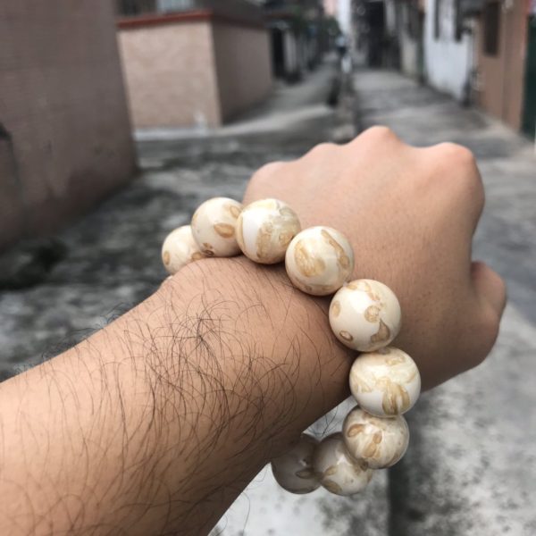猛犸象牙18mm牙髓手串黄金牙髓 - 图片 2