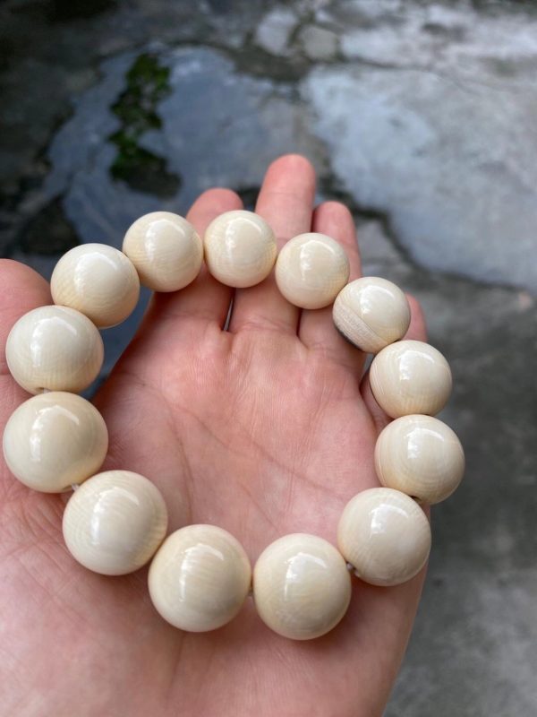 猛犸象牙18mm蓝眼睛蓝皮手串 - 图片 2