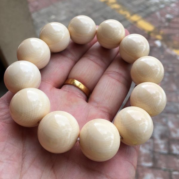 猛犸象牙20mm蓝皮蓝眼睛手串带眼瞳 - 图片 2