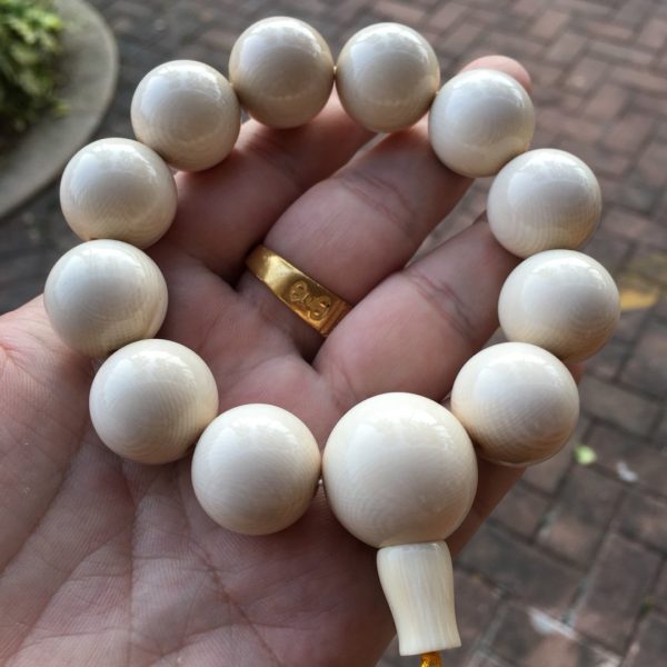 猛犸象牙20蓝皮蓝眼睛手串搭配蓝眼睛三通 - 图片 2