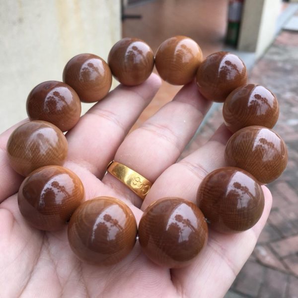 猛犸象牙22mm冰咖猪肝红色泽手串 - 图片 2