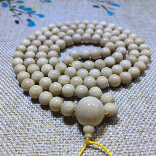 猛犸象牙8mm 108颗极品品相蓝眼睛手串 - 图片 2