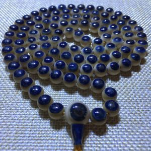 猛犸象牙8mm 108颗极品蓝皮蓝眼睛手串项链