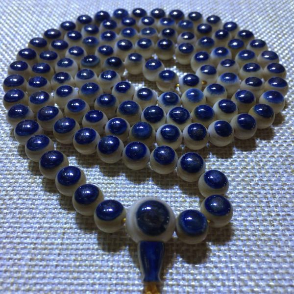 猛犸象牙8mm 108颗极品蓝皮蓝眼睛手串项链