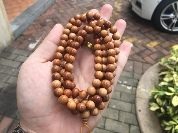 猛犸象牙8mm咖啡猪肝红色泽108手串项链佛珠 - 图片 2