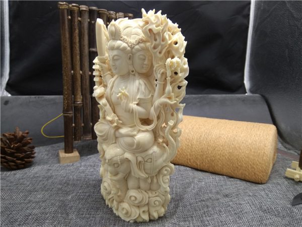 猛犸象牙三头六臂观音摆件826g - 图片 3
