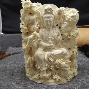 猛犸象牙九龙观音摆件1072g