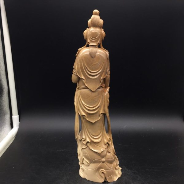 王金亮大师猛犸象牙冰咖观音菩萨雕刻摆件 - 图片 2