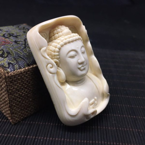 金亮大师猛犸象牙大日如来手工牌子 - 图片 2