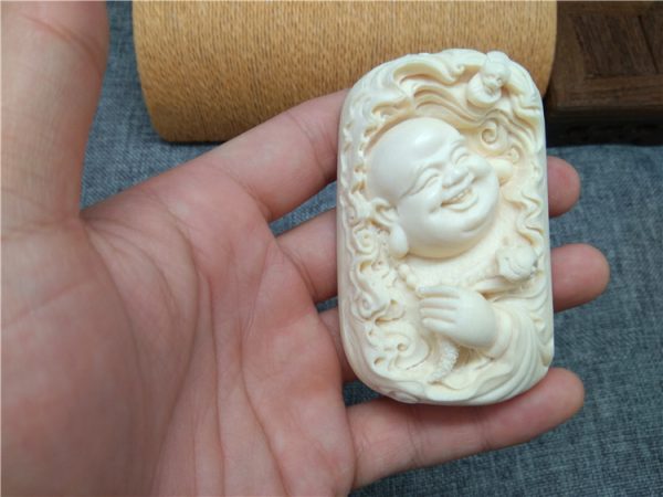 猛犸象牙弥勒佛牌子黄金皮弥勒佛牌子 - 图片 2