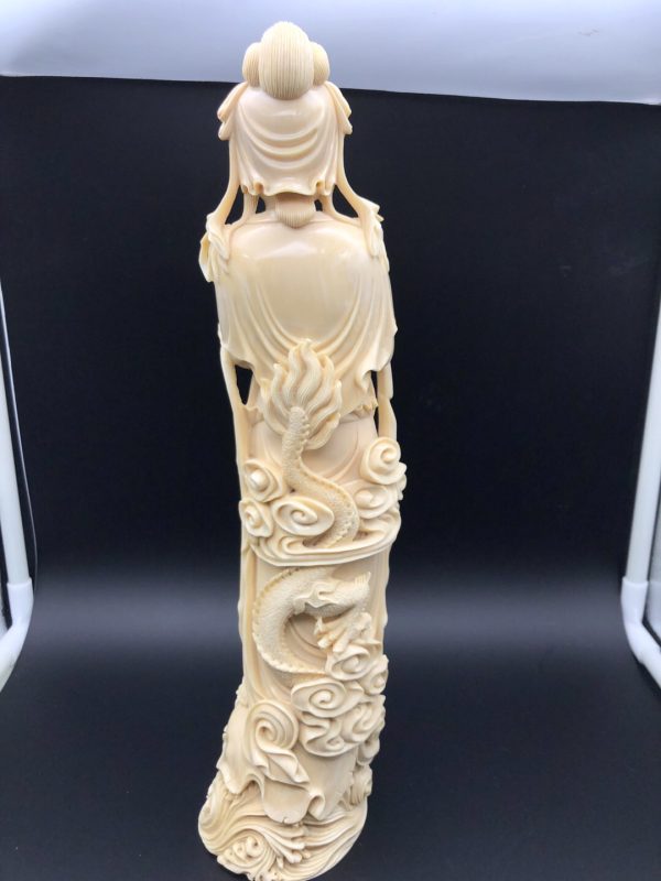 金亮大师猛犸象牙御龙观音雕刻件摆件 - 图片 2