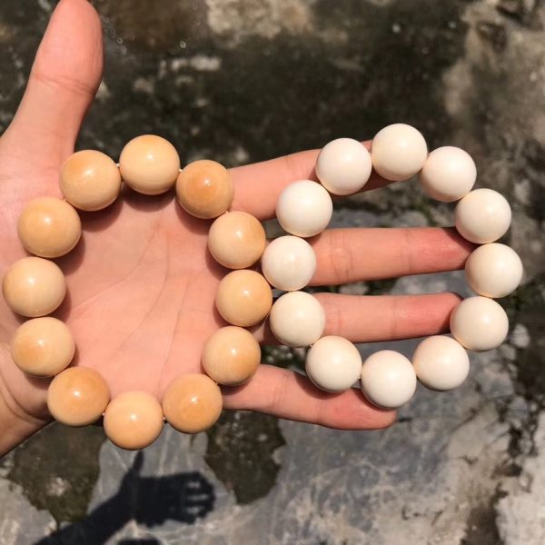 猛犸象牙肉色咖啡手串20mm皮肤色咖啡手串 - 图片 2