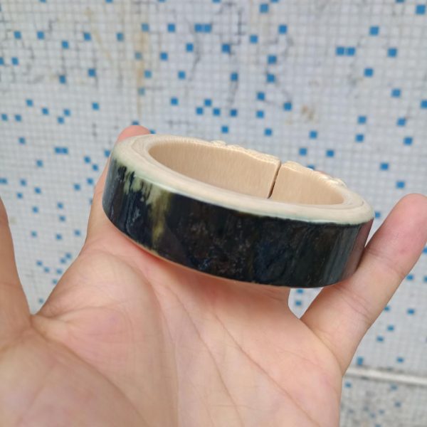 猛犸象牙蓝皮手镯天然蓝皮冰料手镯 - 图片 2