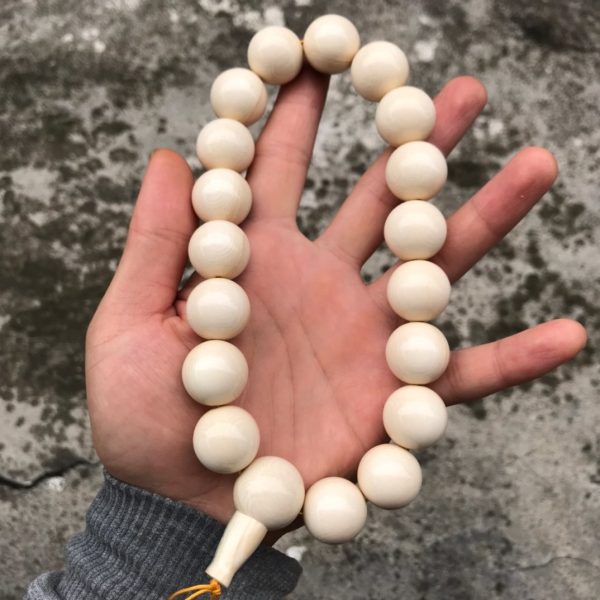 猛犸象牙蓝眼睛手持念珠2.0蓝皮18颗手串 - 图片 2