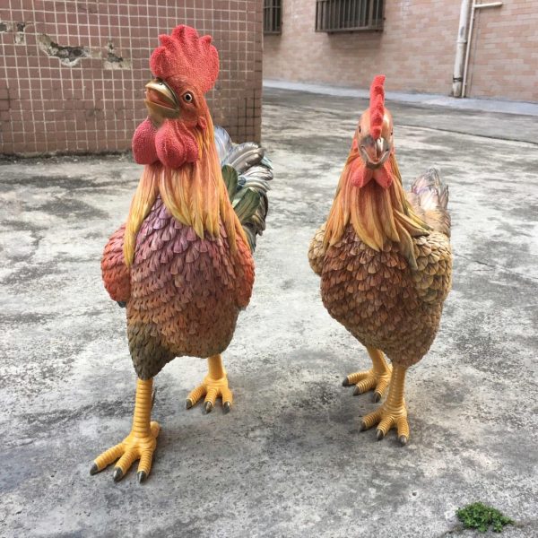 猛犸象牙雕刻公鸡母鸡猛犸象牙夫唱妇随摆件 - 图片 2