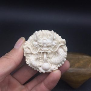 猛犸象牙雕龙圆饼吊坠挂件皇帝龙圆饼