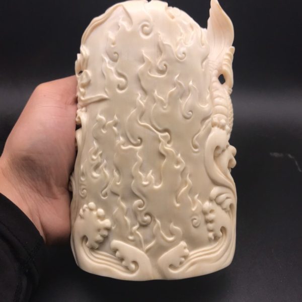 猛犸象牙鱼化龙观音摆件金亮大师作品 - 图片 2