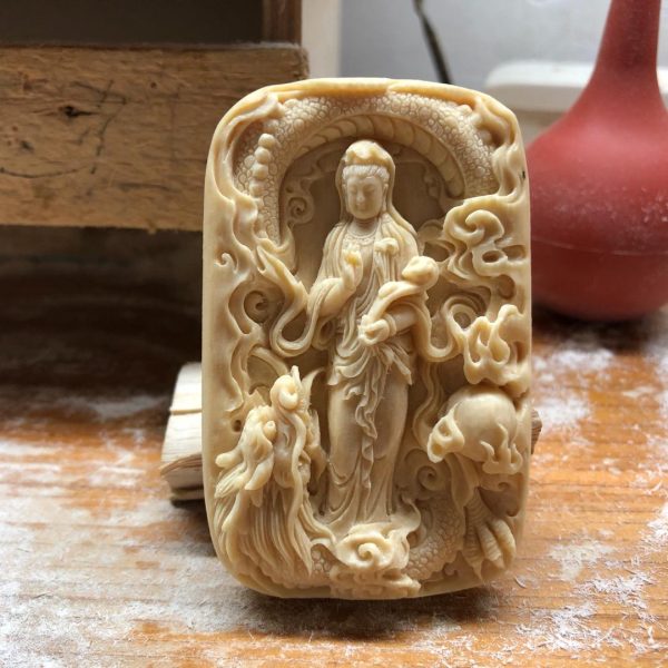 王金亮大师猛犸象牙最新牌子至尊宝观音不动明王 - 图片 4