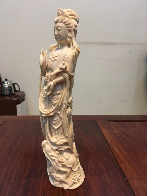 王金亮大师雕刻猛犸象牙御龙观音摆件 - 图片 2