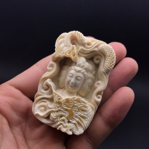 王金亮猛犸象牙三面观音牌子皮雕工艺 - 图片 2