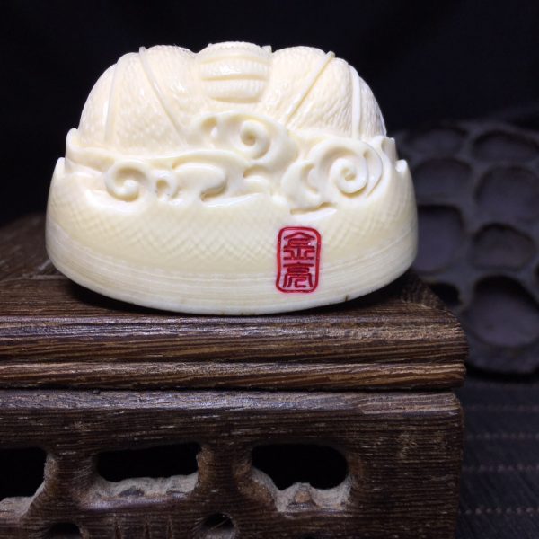 金亮大师猛犸象牙弥勒佛福在眼前挂牌手把件 - 图片 2
