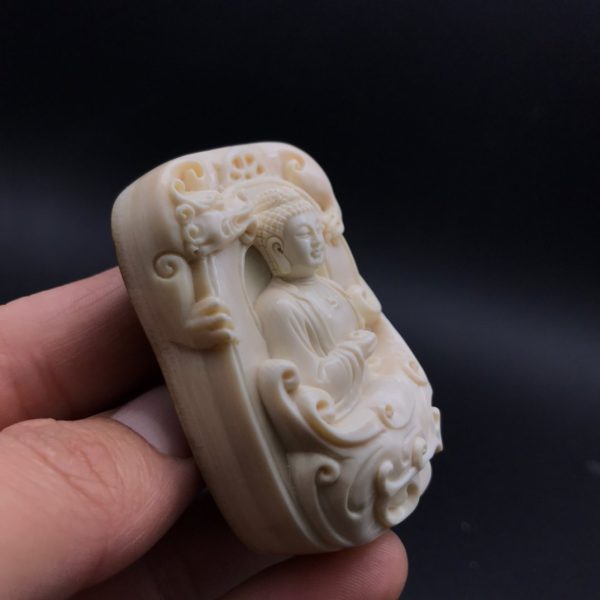 金亮大师猛犸象牙大日如来牌子古龙护法貔貅招财 - 图片 2