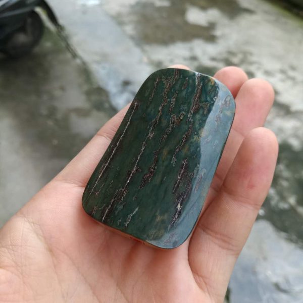 金亮大师猛犸象牙蓝皮咖啡关公牌子挂件 - 图片 2
