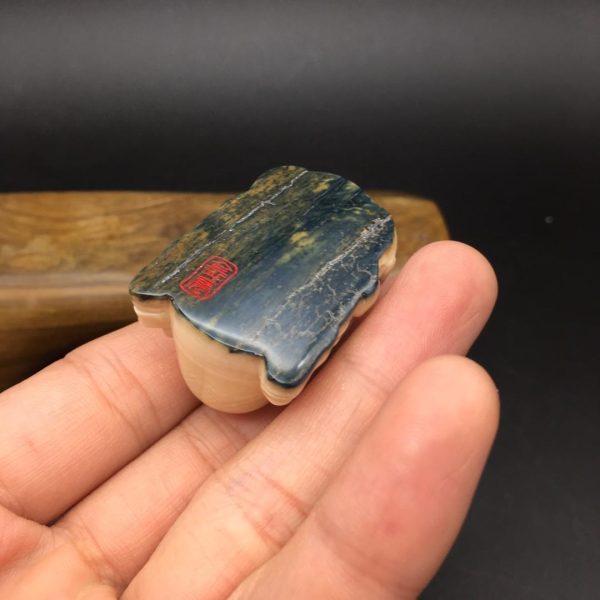 金亮大师猛犸象牙蓝皮如来吊坠挂件 - 图片 2