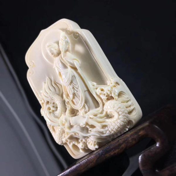 金亮老师猛犸象牙御龙观音牌子挂件 - 图片 2